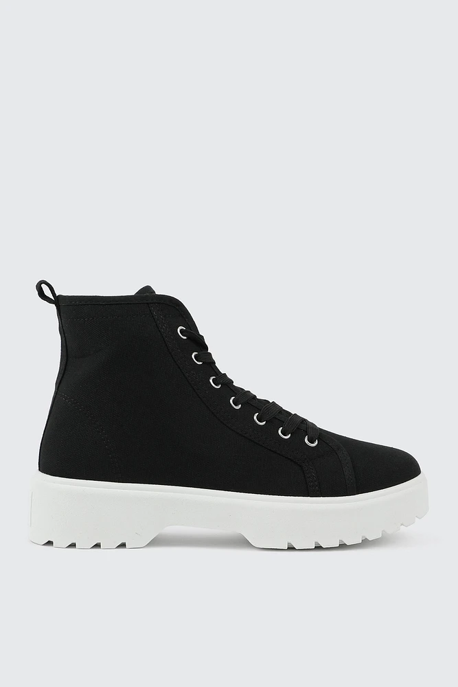 Ardene Chunky High Top Sneakers in Black | Size | Eco-Conscious | 100% Recycled