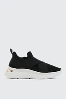 Ardene Knit Slip On Sneakers in Black | Size | Eco-Conscious