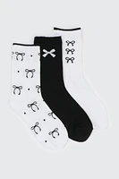 Ardene 3-Pack Bow Crew Socks | Polyester/Spandex