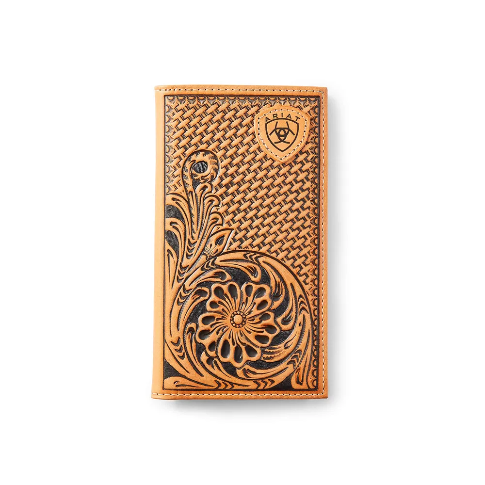 Rodeo Wallet Tan Floral Logo Embroidery