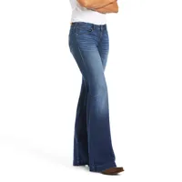 Ariat Female Trouser Mid Rise Stretch Outseam Ella Wide Leg Jean Bluebell 31