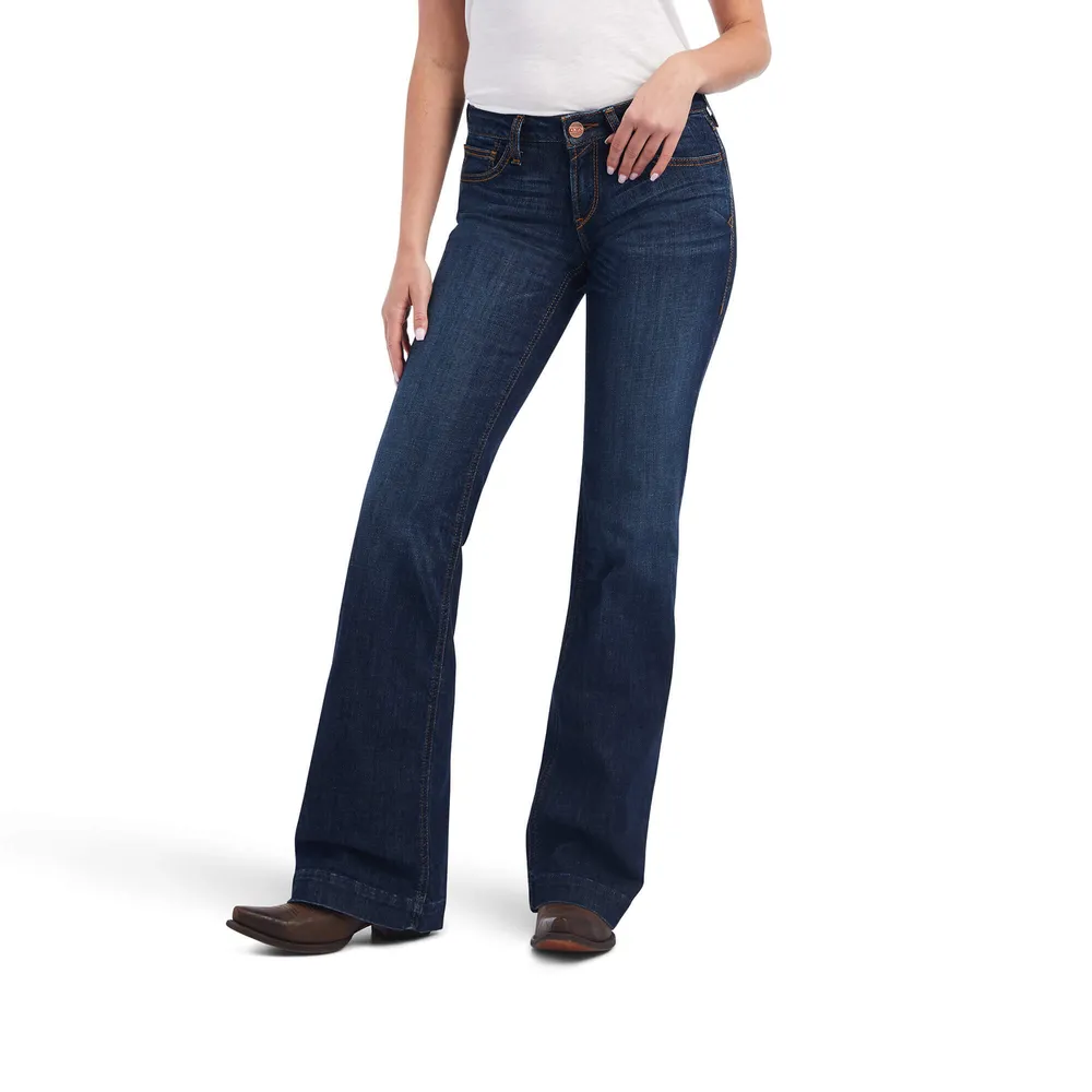 Trouser Mid Rise Stretch Outseam Ella Wide Leg Jean