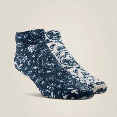 Paisley Print Ankle Sock 2 Pair Multi Color Pack