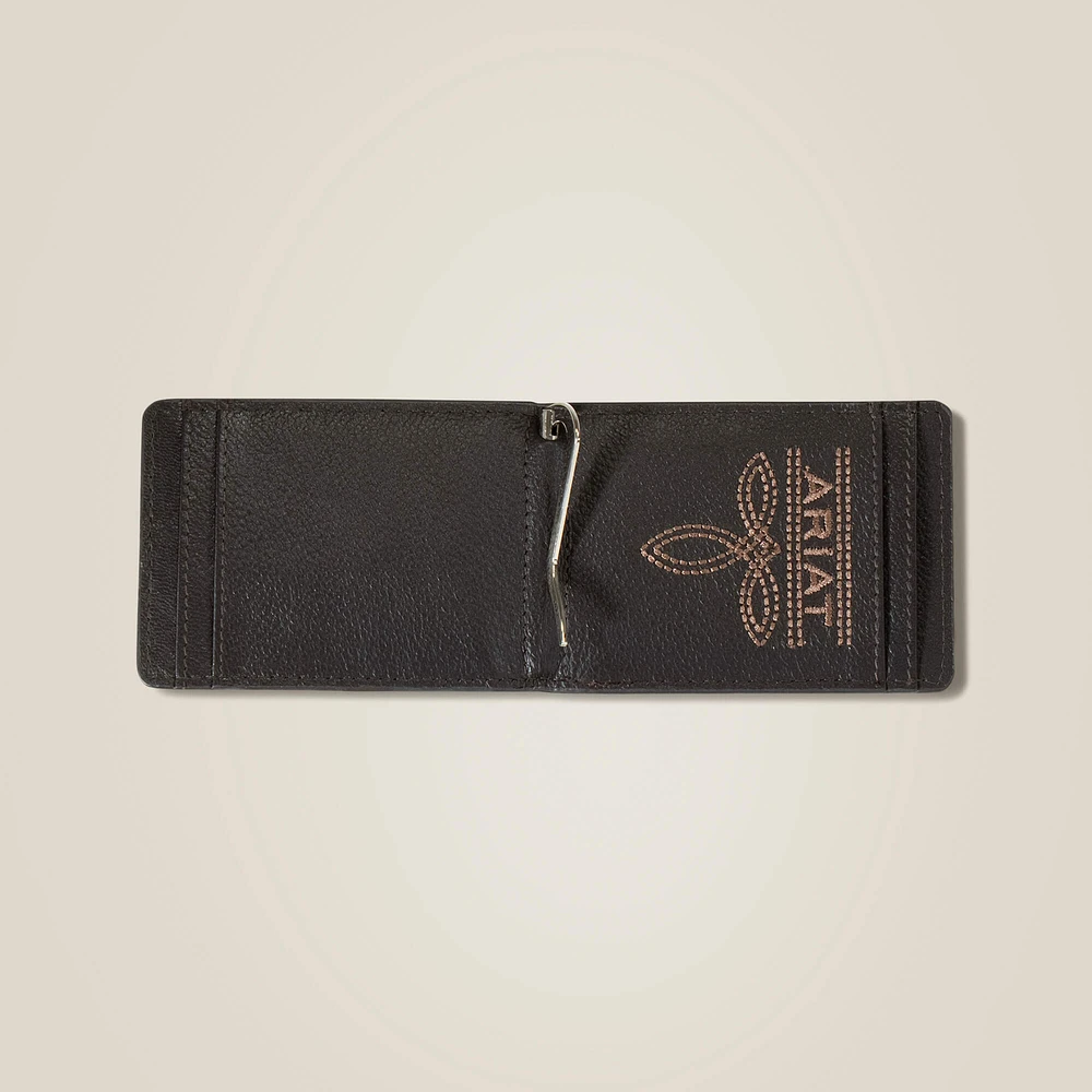 Tooled Leather Clip Wallet
