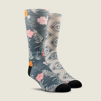 Hibiscus Crew Sock 2 Pair Multi Color Pack