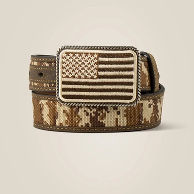 Flag buckle camo belt