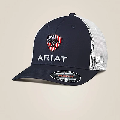 Usa flag shield logo cap