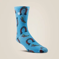 Fanciful Rose Horseshoe Crew Sock 2 Pair Multi Pack