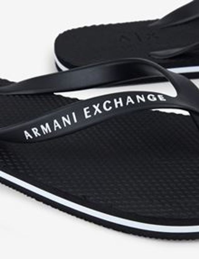 Armani Exchange PVC FLIP FLOPS WITH LOGO LETTERING | Metropolis at Metrotown