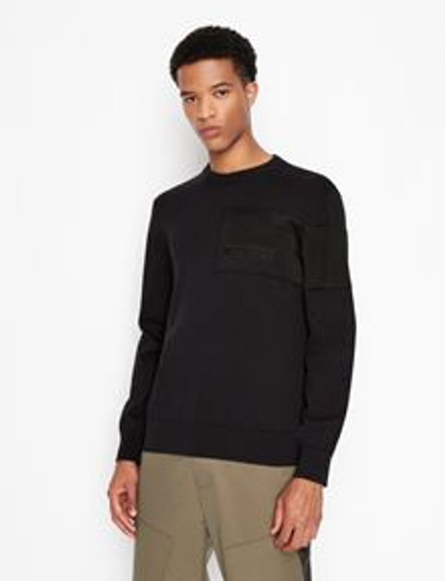 Armani Exchange COTTON BLEND RIBBED CREW NECK SWEATER | Metropolis at  Metrotown