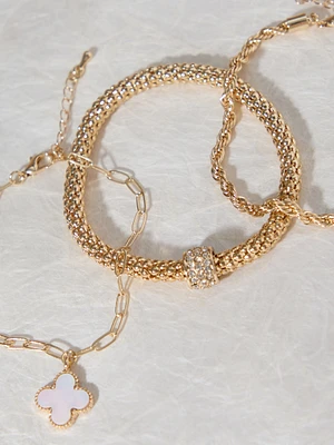 Clover Enamel Bracelet Set