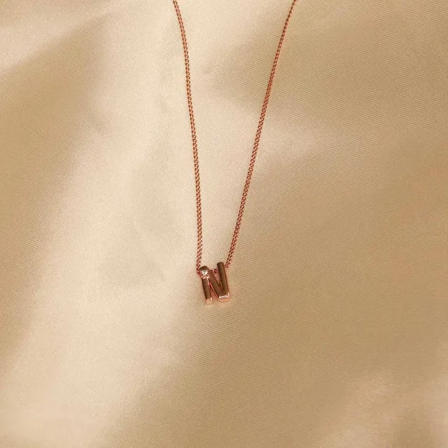 Astrid & Miyu T Initial Pendant Necklace in Rose Gold with T | King's Cross