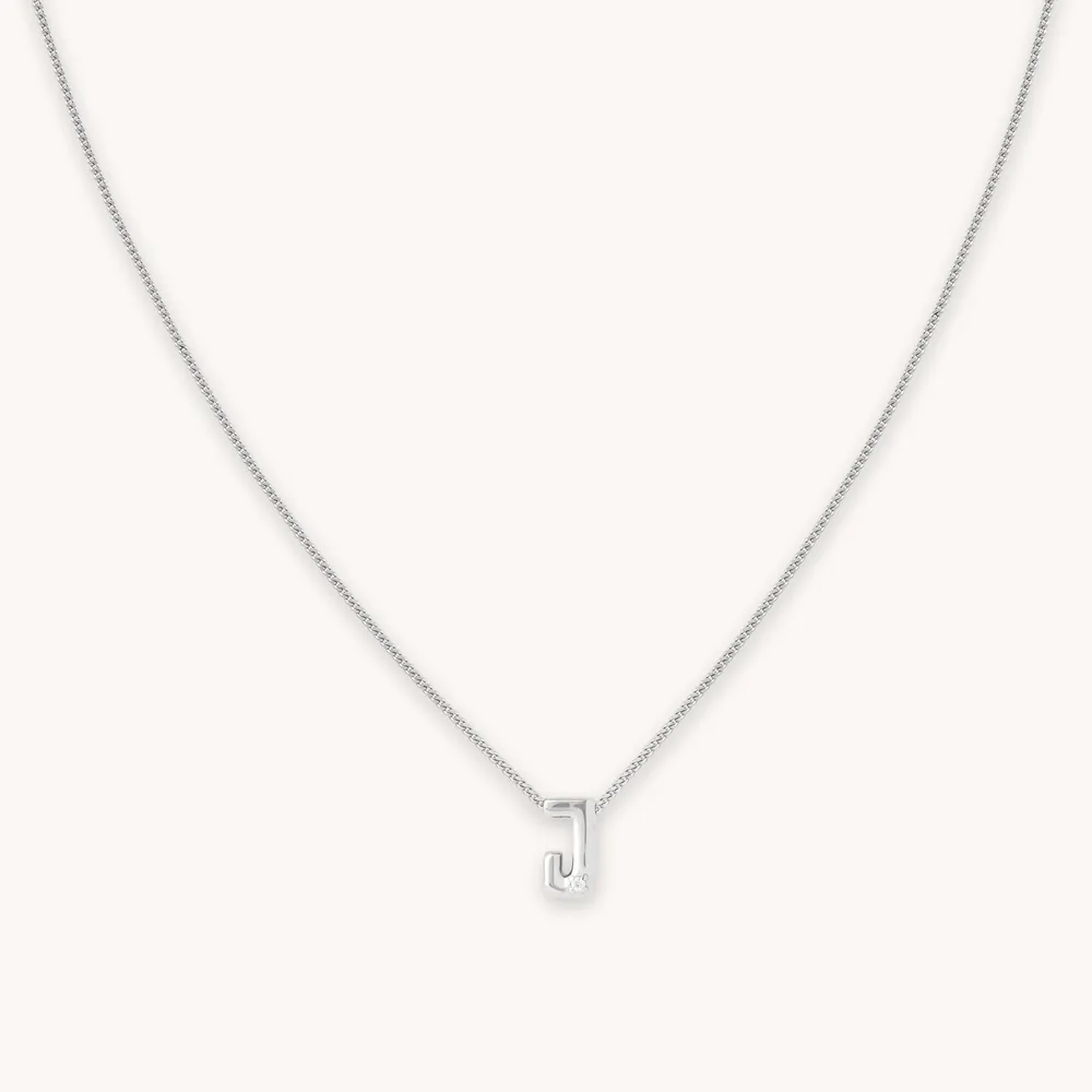 925 Sterling Silver Cursive Initial Letter J Pendant Necklace | eBay