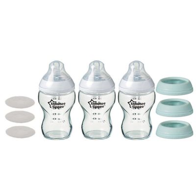 Tommee Tippee Closer to Nature 3 in 1 Convertible Glass Baby Bottles – 9oz, 3ct