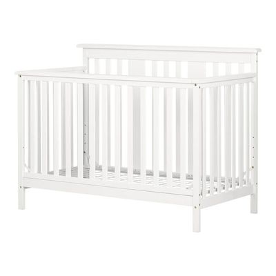 South Shore, Modern Baby Crib - Adjustable Height Mattress with Toddler Rail - Pure White