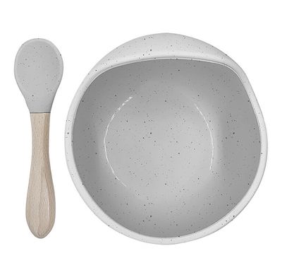 Silicone bowl & spoon set Day Dream Grey
