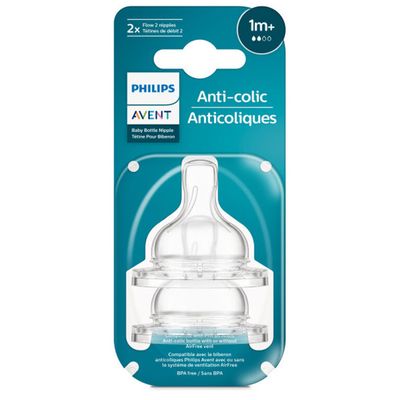 Philips Avent Anti-colic Baby Bottle Flow Nipple, 2pk