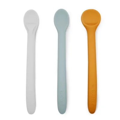 Kushies - Silistages 3Pk Spoons Sea/Papaya/ Grey