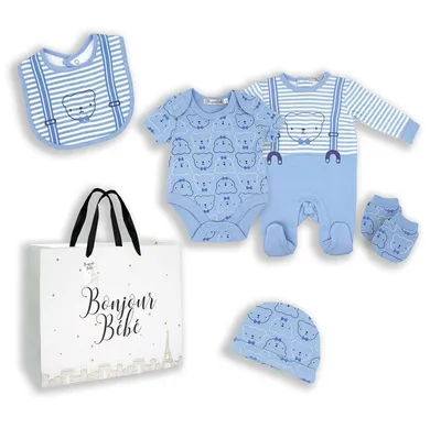 Bonjour Bebe  5 Piece Set Bear Suspender 3-6M