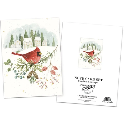 White Winter Cardinal Note Card Set