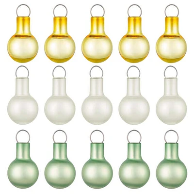 Mini Festive Gold, White and Green Glass Ornaments, Set