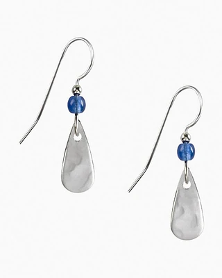 Silver Forest Blue Bead Silver Teardrop Earrings