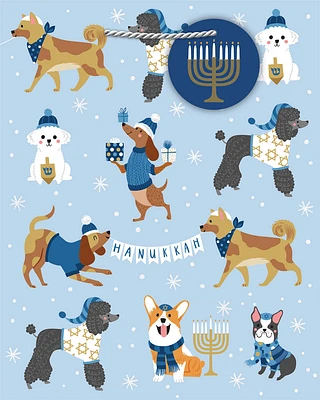 Medium Gift Bag - Hanukkah Dogs