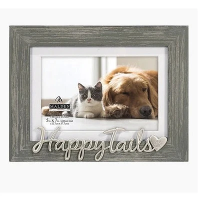 Happy Tails 4"x6" or 5"x7" Photo Frame in Rustic Gray