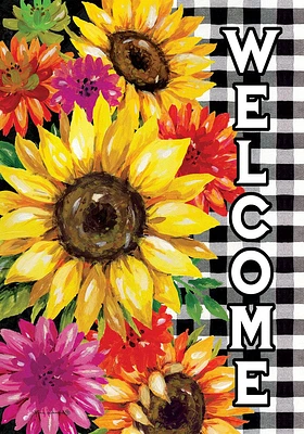 Gingham Sunflower Garden Flag