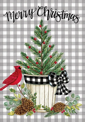 Cardinal Christmas Tree Flag by Deb Strain