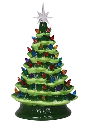 Green Ceramic Light Up Christmas Tree 16"