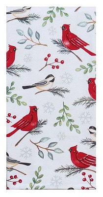 Winter Cardinal Toss Tea Towel