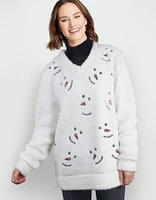 Snowman Sequin Sherpa Pullover