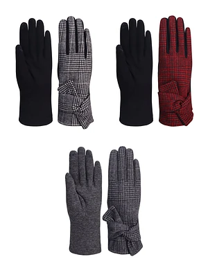 Plaid Crisscross Texting Gloves