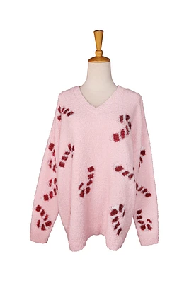 Sophie Sparkling Candy Cane Sweater - Pink