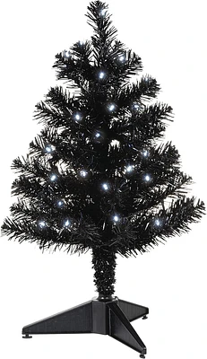 Miniature Black Pre-Lit Christmas Tree, 18.75"