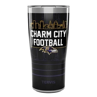 Baltimore Ravens 20oz. Charm City Football Slider Lid Stainless Steel Tumbler