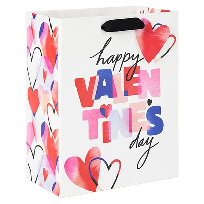 9.6" Happy Valentine's Day on White Medium Gift Bag