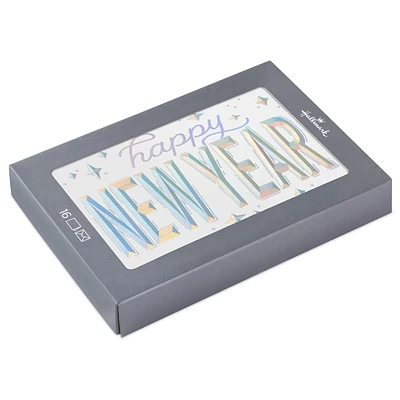 Silver Diamonds Boxed New Year Cards, Pack of 16