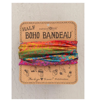 Half Boho Bandeau Headband - Rainbow Border