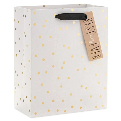 Ivory With Gold Dots Medium Gift Bag 9.6"