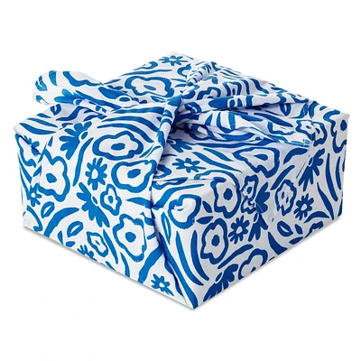 Blue Floral Fabric Gift Wrap