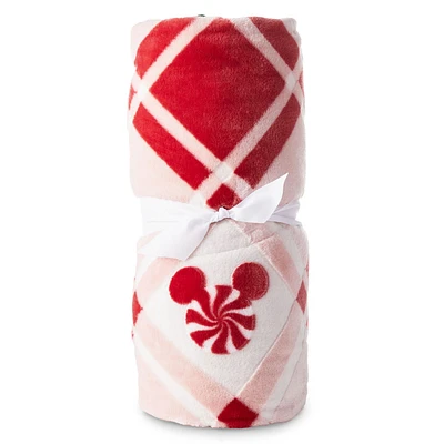 Disney Mickey Mouse Ears Peppermint Plaid Throw Blanket, 50x60