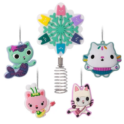 Mini DreamWorks Animation Gabby's Dollhouse Tree Topper and Ornaments, Set of 5