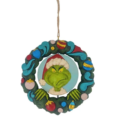 Grinch Bust in Wreath Ornament