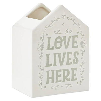 Love Lives Here House-Shaped Vase