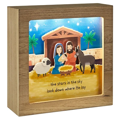 Manger Scene Musical Shadow Box With Light