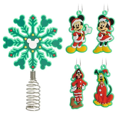 Mini Disney Mickey Mouse and Friends Tree Topper and Ornaments, Set of 5