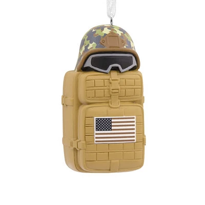 Military Helmet on Suitcase Hallmark Ornament