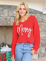 Vneck Crop Sweater Santa